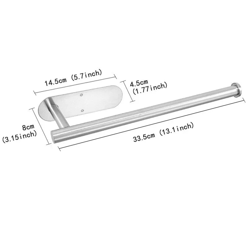 Paper Towel Holder Under Cabinet Wall Mount Stainless Steel Black Kitchen Paper Towel Rack Self Adhesive No Drilling Bathroom