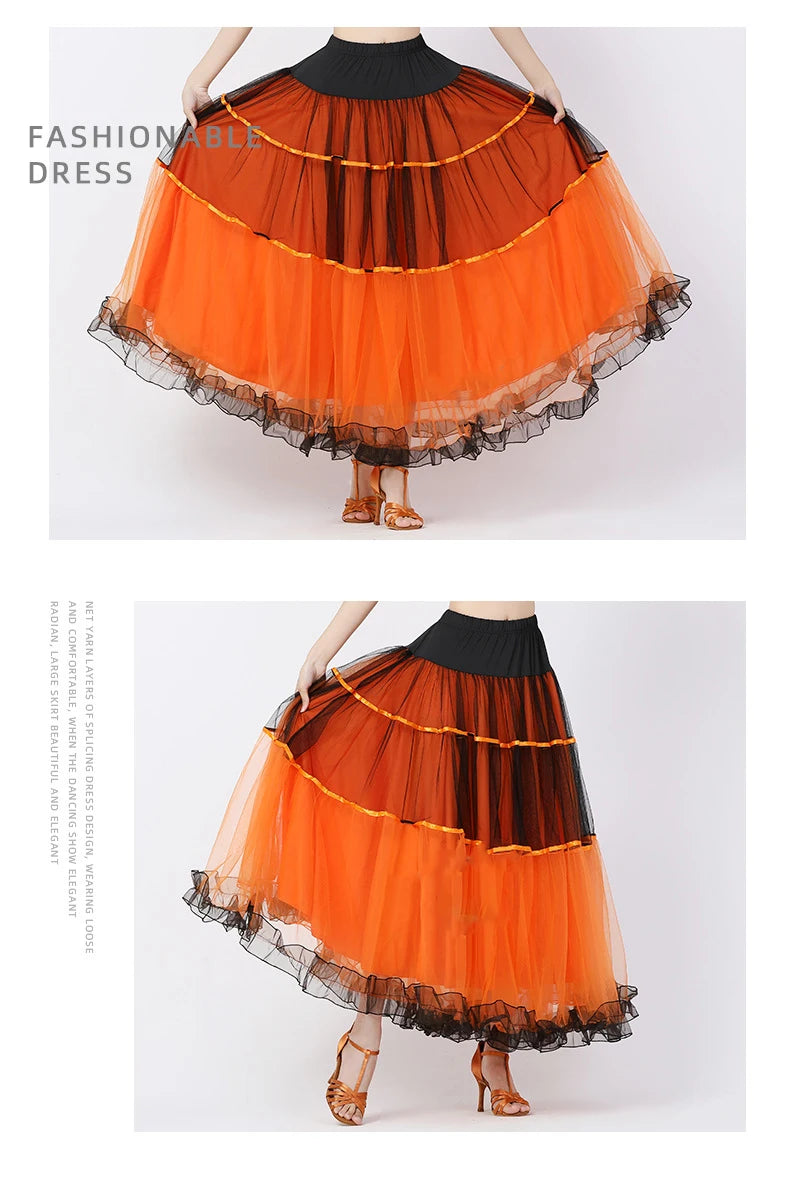 Modern Dance Costumes Fashionable Versatile Mesh Large Skirt Social Performances Dance Dresses Performance Costumes Daily Outfit