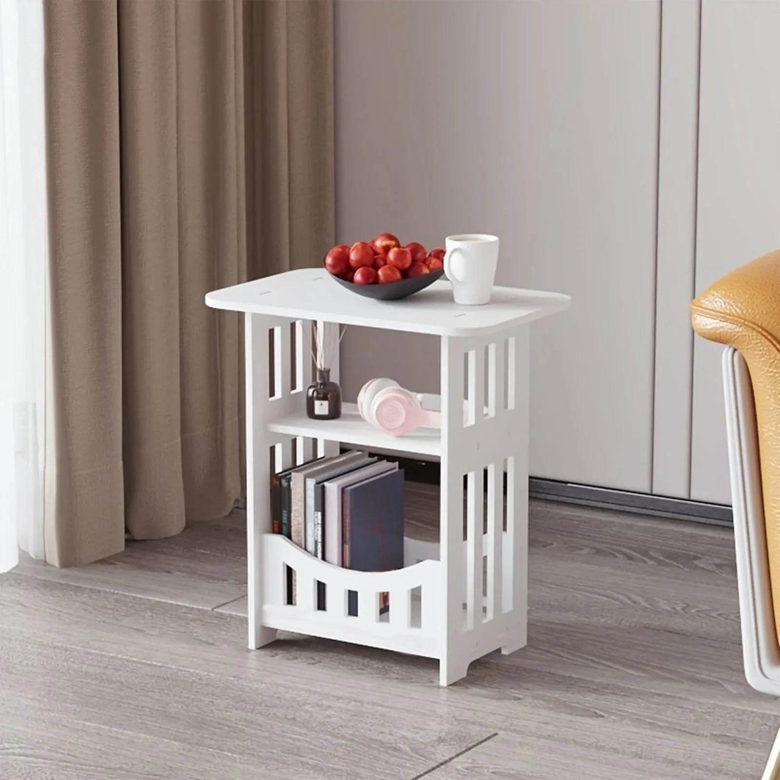Family Commonly Used Bedside Table Modern Minimalist Style White Storage Cabinet Easy Assembly Multi Function Bedroom Organizer