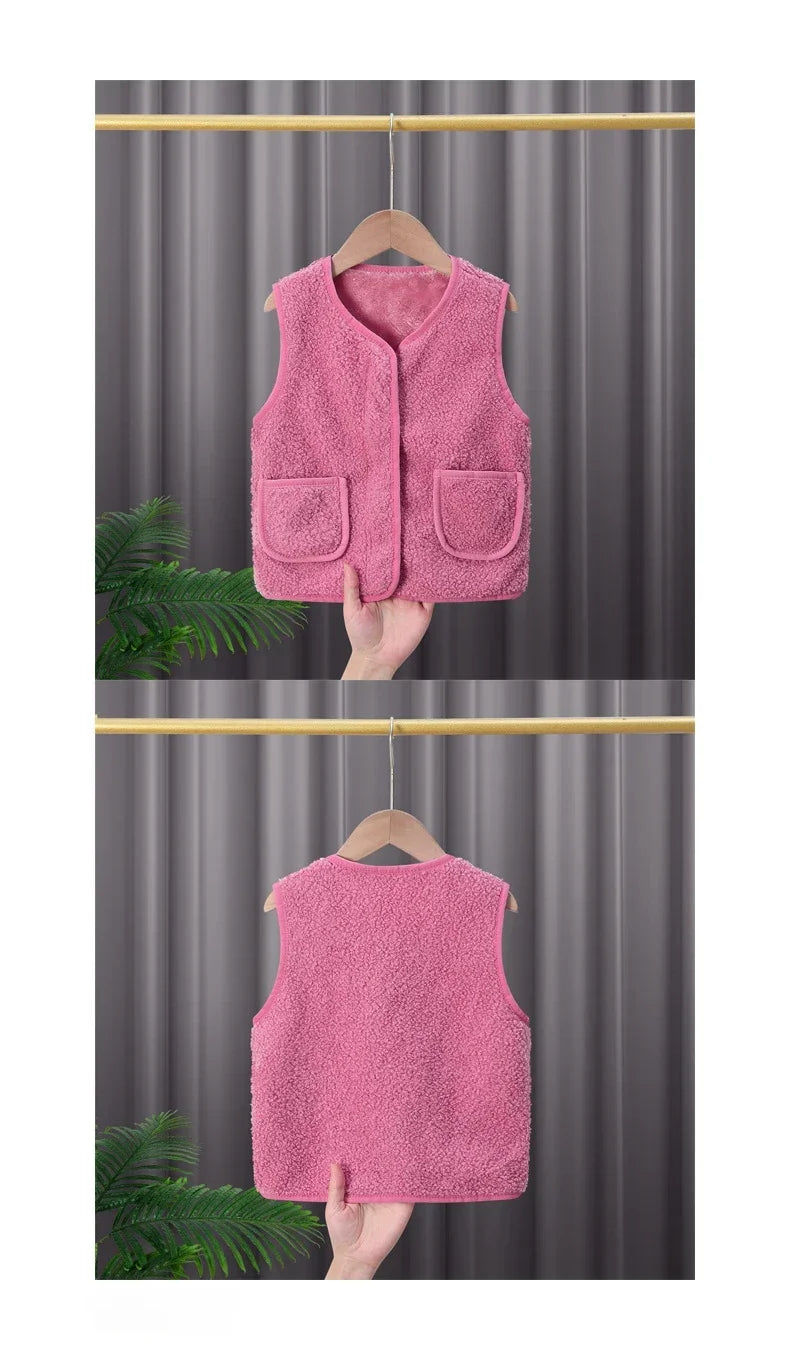 toddler girl winter clothes Autumn and Winter Children's New Lamb Velvet Vest Warm Vest for Infants and Girls toddler