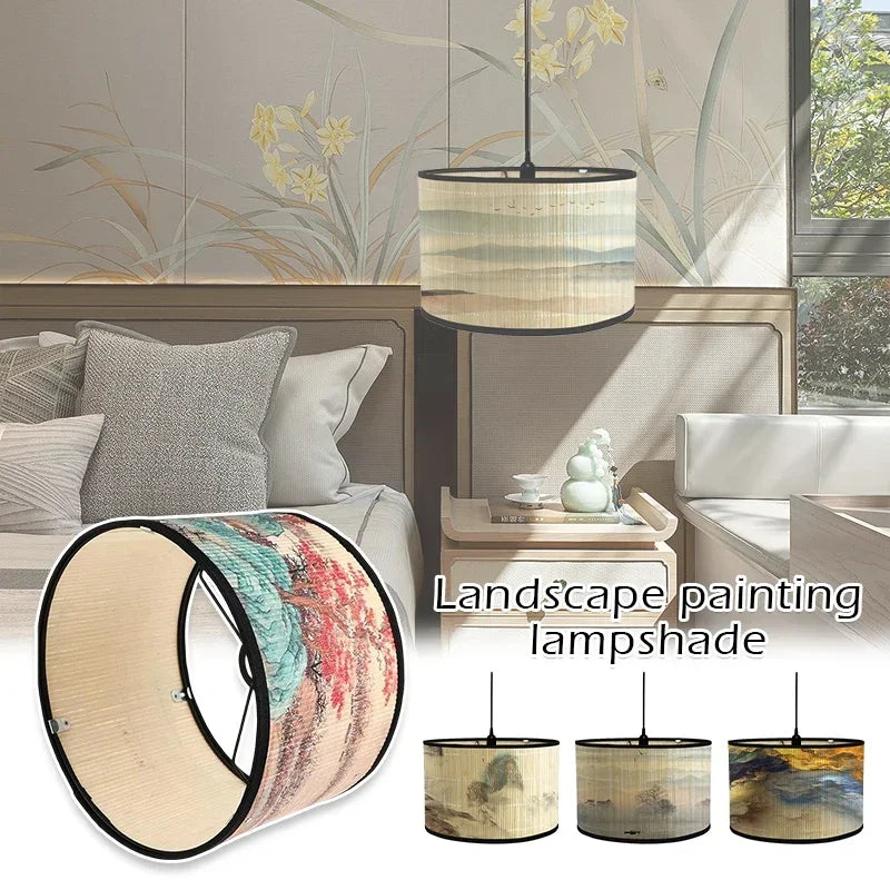 Bamboo Lampshade Chinese Style Ceiling Table Homestay Home Decor Drum Chandelier Wall Lamp Lampshades Bamboo Art Light Shade