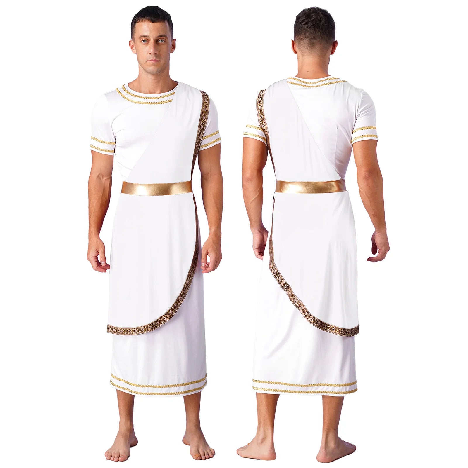 Mens Ancient Greek God Cosplay Outfit Roman Robe Costumes Ancient Greek Toga Spartan Dress Up Retro Vintage Warrior Clothing