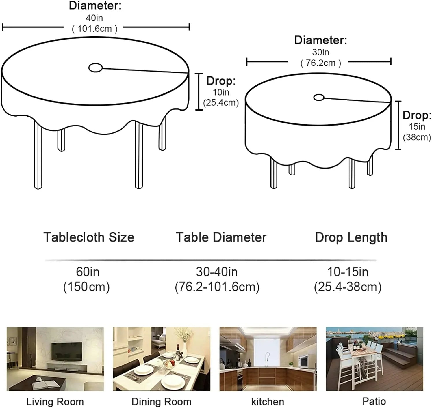 Circular Table Cover for Kitchen Dinning Room Tabletop Decor Round Tablecloth Cotton Table Cloth with Tassel Dust-Proof Floret