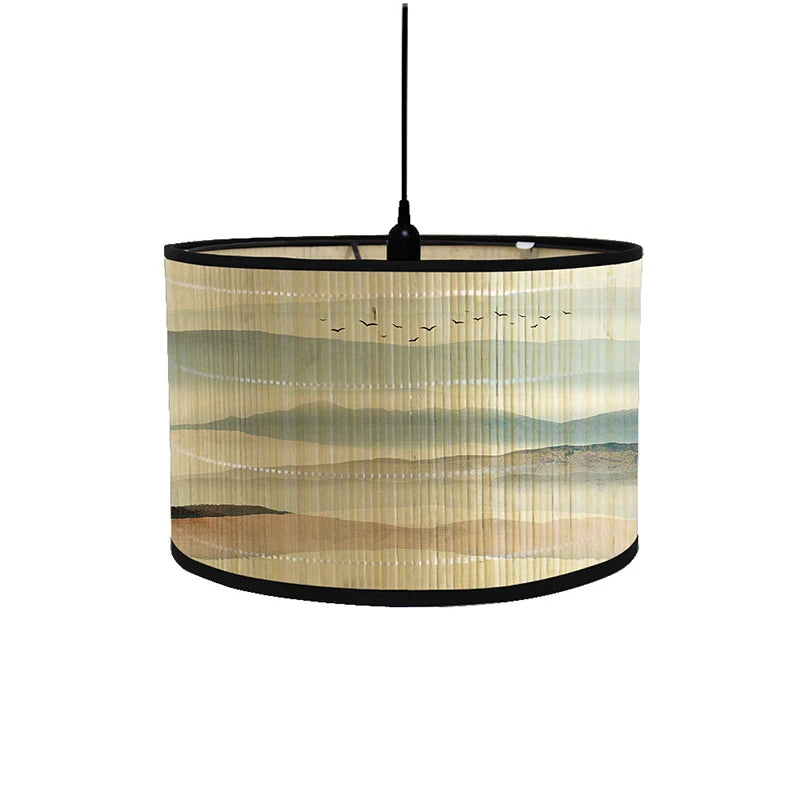 Bamboo Lampshade Chinese Style Ceiling Table Homestay Home Decor Drum Chandelier Wall Lamp Lampshades Bamboo Art Light Shade