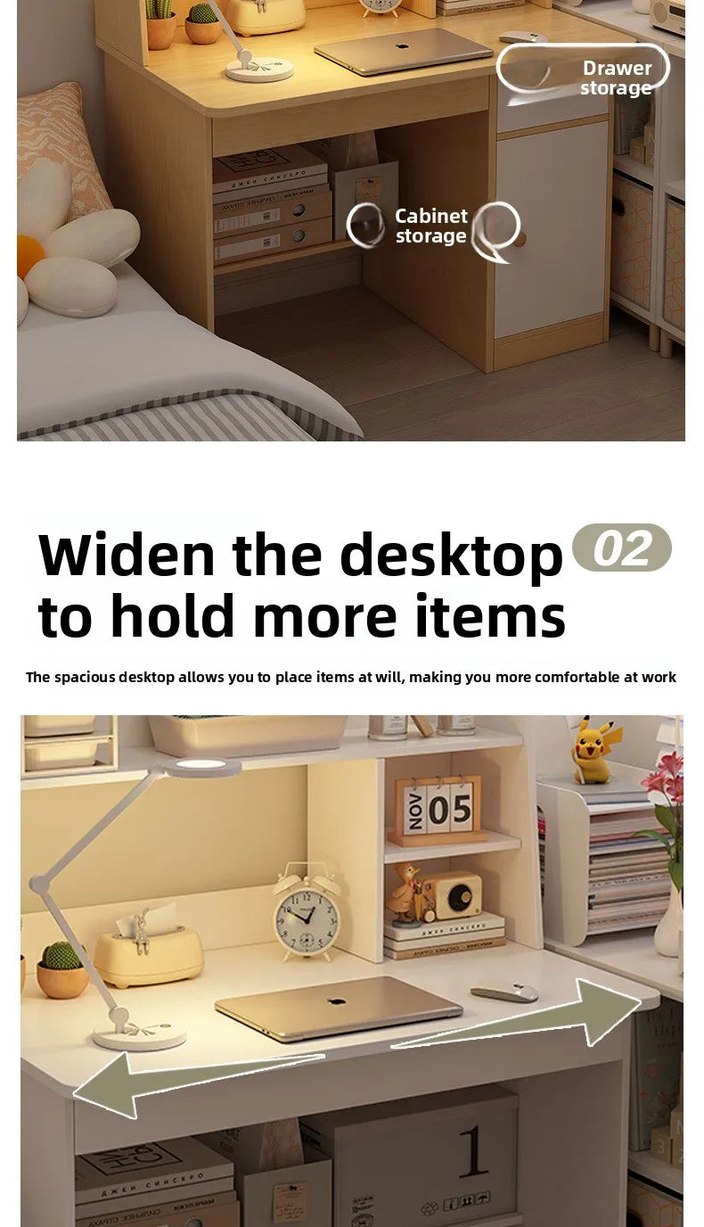 Desk, bookshelf, integrated computer desk, home bedroom, small table for students to learn to write