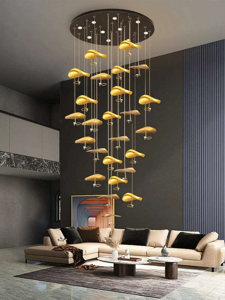 Nordic Modern LED Ceiling Chandelier for Living Dining Room Staircase Pendant Lamp Home Decor Lighting Suspension Design Fixture