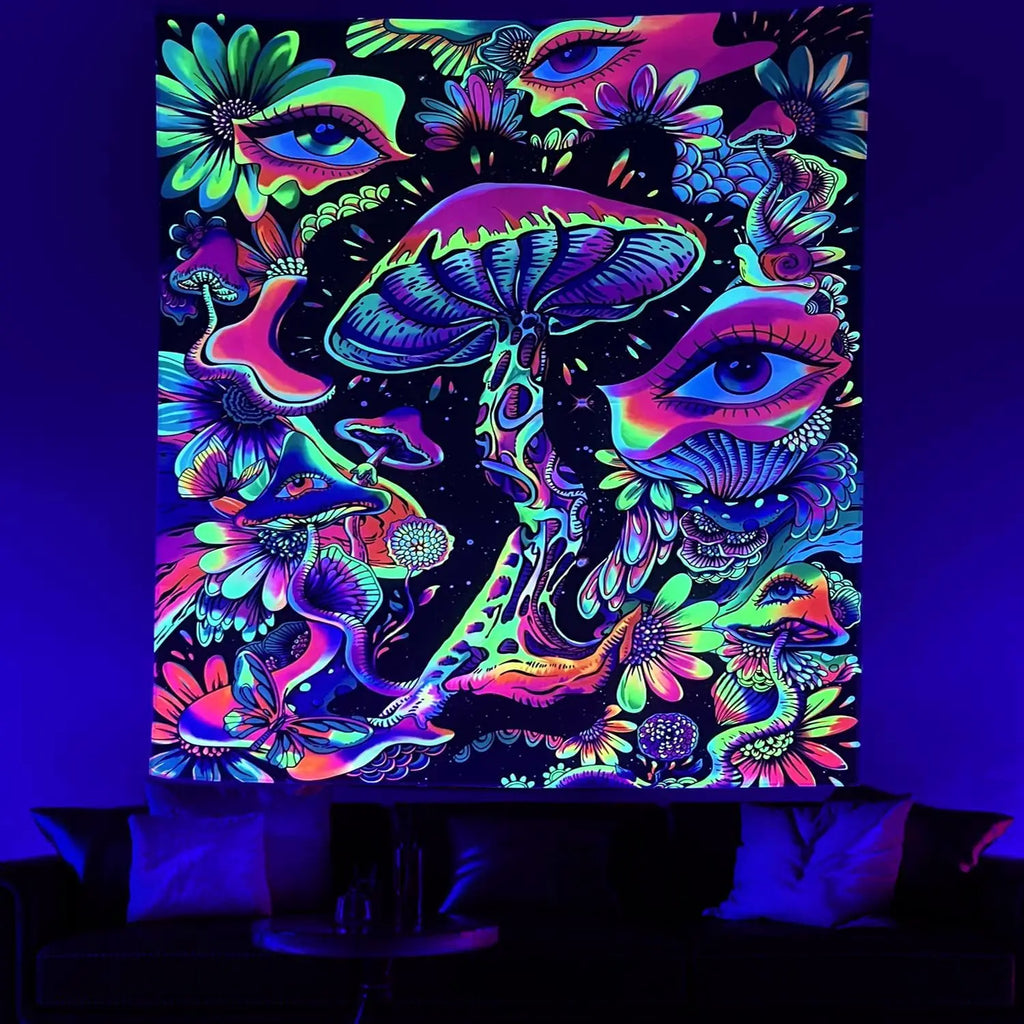 Fluorescent tapestry Wall hanging cloth Bedroom decoration psychedelic art poster