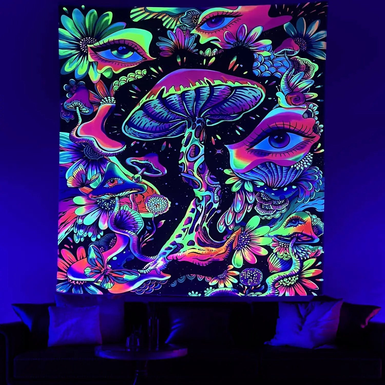 Fluorescent tapestry Wall hanging cloth Bedroom decoration psychedelic art poster