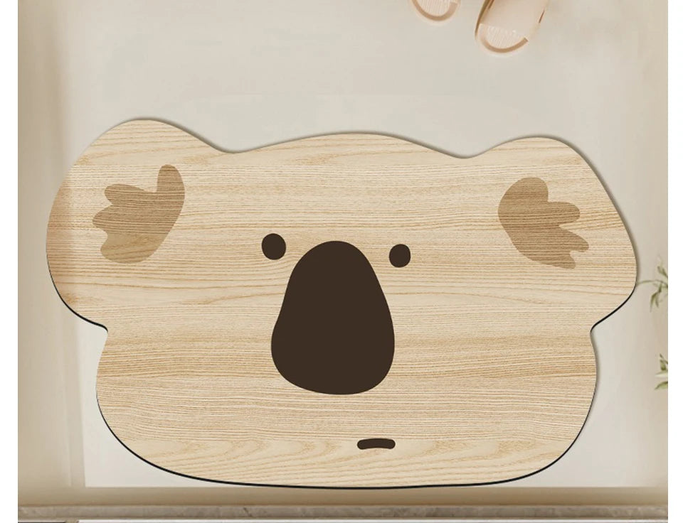 Bathroom Carpet Non-slip Water-absorbent Dirt-resistant Floor Mat Cute Animal Head Pattern Rug Irregular Size Home Decor Mats
