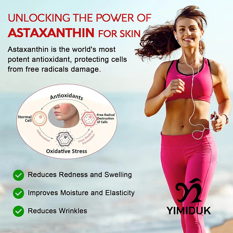 Astaxanthin 24 Mg Capsules, with Grape Seed Oil & Ashwagandha Root Extract, for Healthy Vision, Boosts lmmunity, Radiant Skin