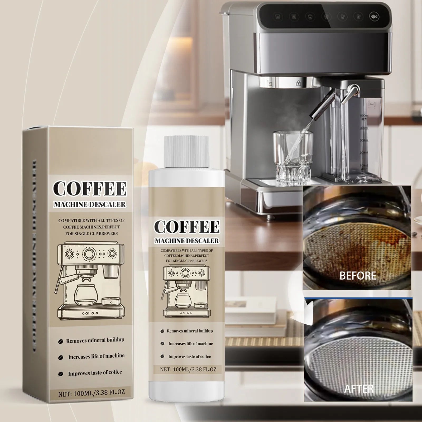 Coffee Machine Cleaning Solution Descaling Agent Get Cleaning All-Purpose Cleaner Kitchen Accessories 1 Bottle 100ml