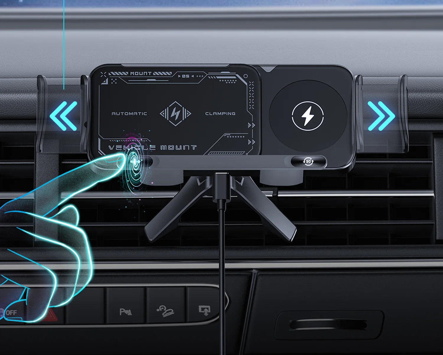 Foldable Phone Holder Car Wireless Charging Phone Mount Universal Phone Holder Intelligent Induction Electric Rotation Charger