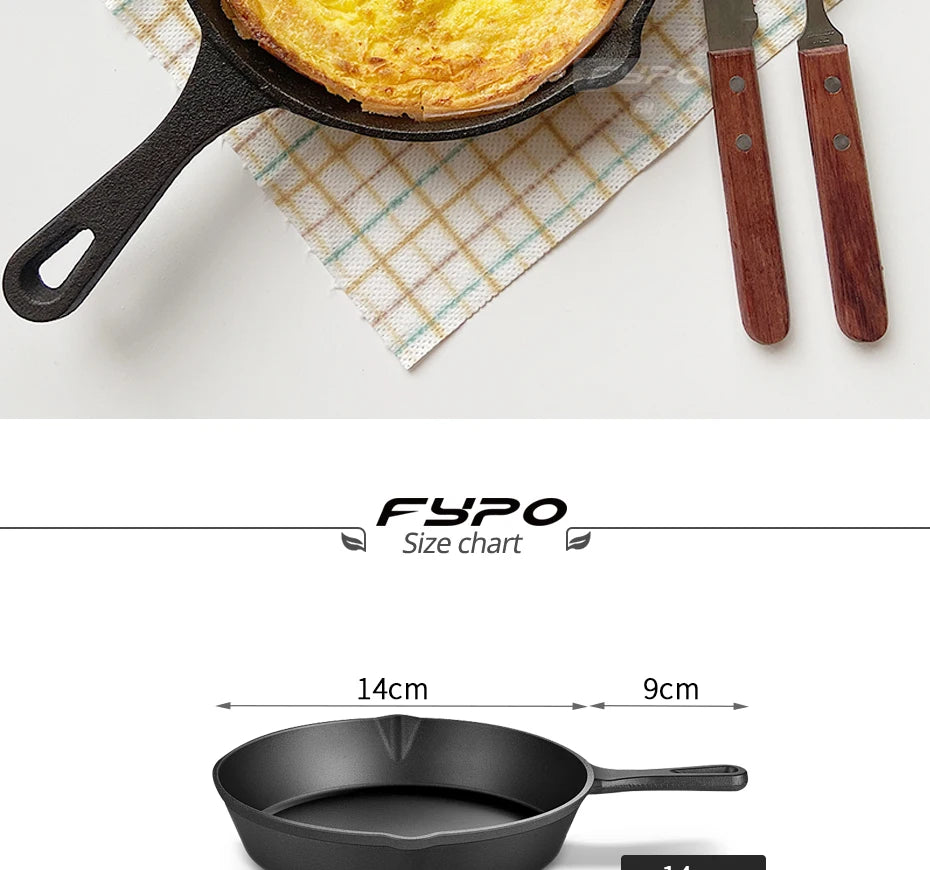 Cast Iron Frying Pan,14/16/20cm Non-stick Skillet Kitchen Fry Pot Breakfast Pan Omelette Pancake Pot Induction Cooking Cookware