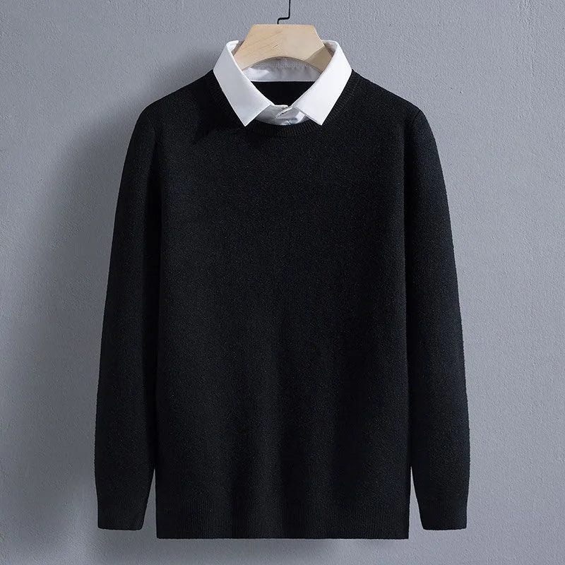 Men's Clothing Autumn Winter Long Sleeve New Tops T-Shirts Round Neck Fashion New Comfortable Solid Color Sweaters