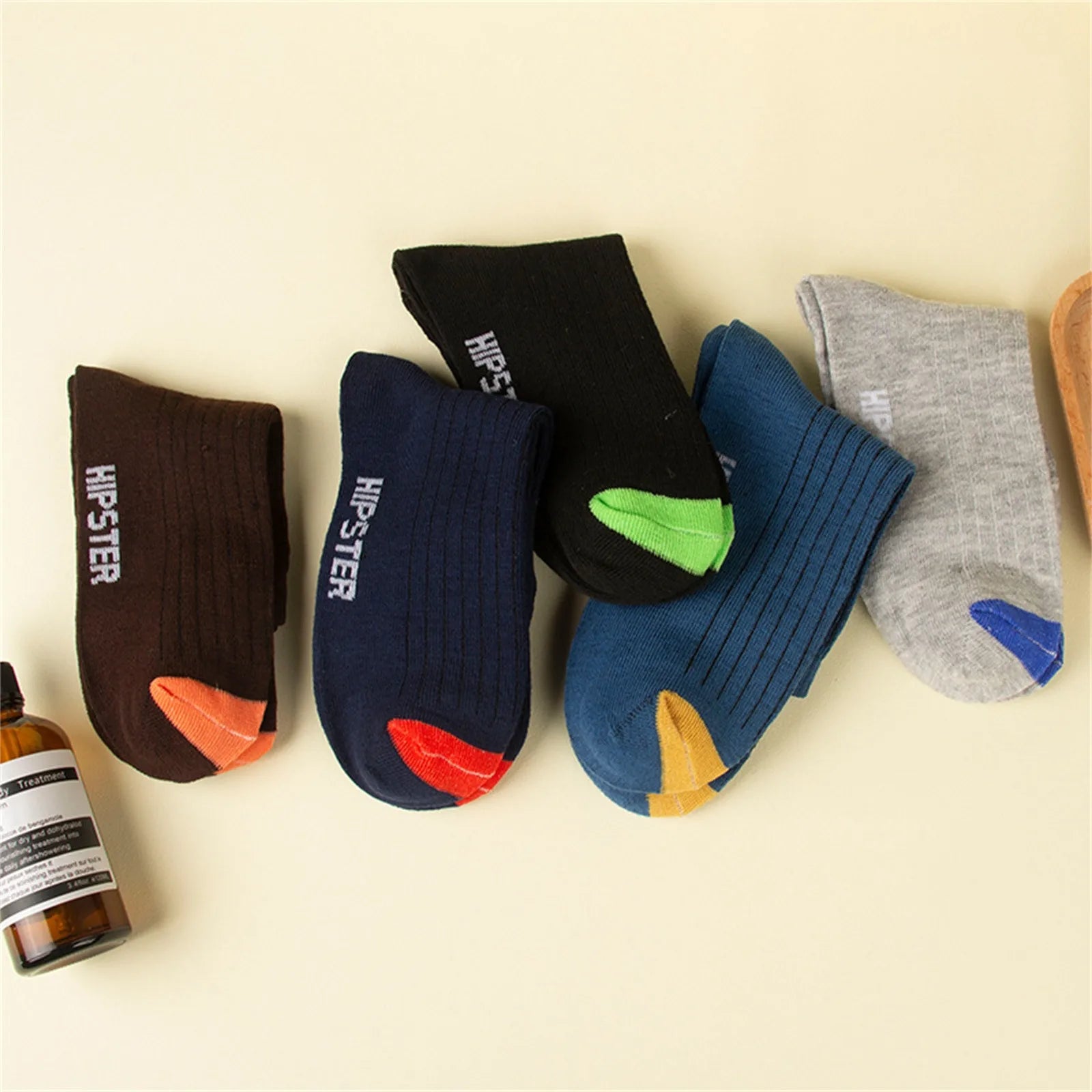 5 Pairs Men's Socks Mid-Calf Socks Warm Socks Long Sweat-Absorbing Breathable Socks Trendy Versatile Fall And Winter Sports Sock