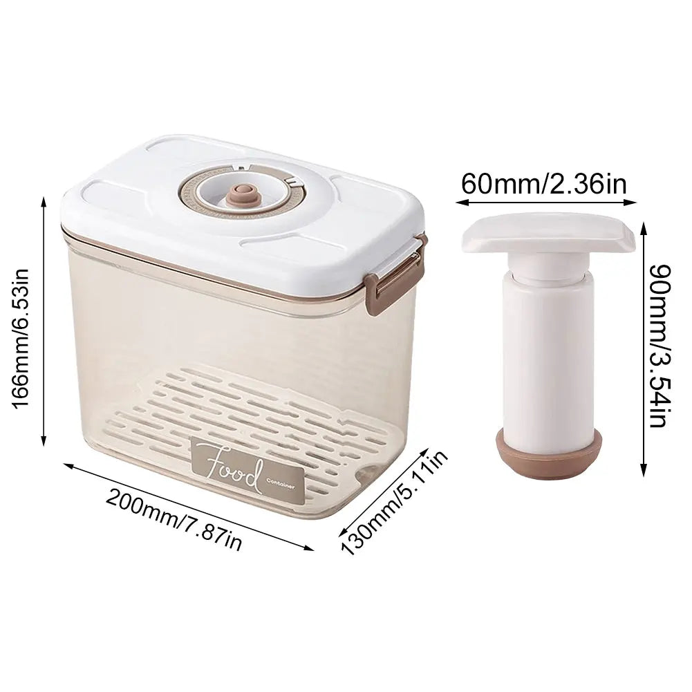 Vacuum Food Storage Container with Vacuum Pump Refrigerator Food Preservation Box with Removable Drain Plate Kitchen Storage Box