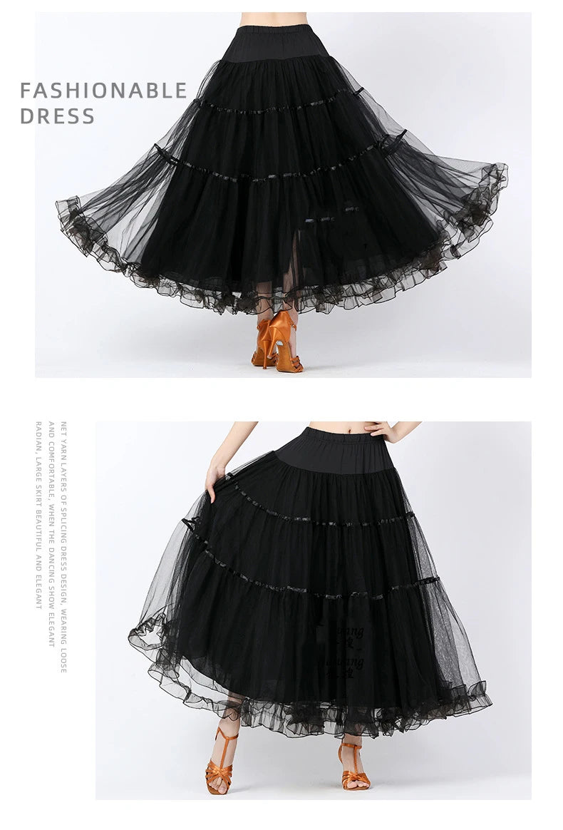 Modern Dance Costumes Fashionable Versatile Mesh Large Skirt Social Performances Dance Dresses Performance Costumes Daily Outfit
