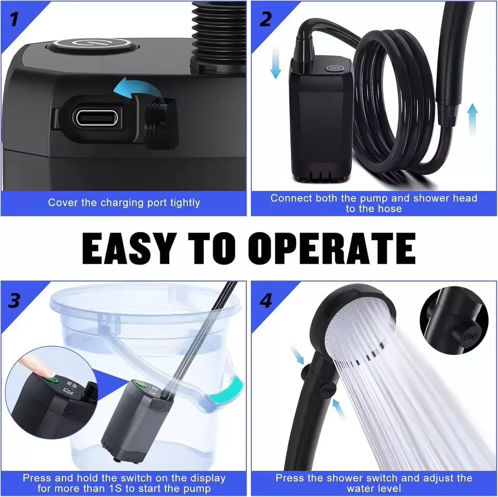 Outdoor shower unit - Portable bathing device, suitable for camping, construction sites and household use. Easy to use.
