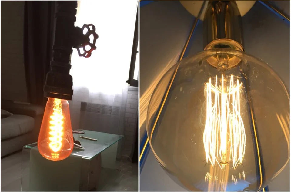 Vintage Edison LED Filament Bulb E27 220V 4W Dimmable Amber Glass ST64 G80 G95 G125 T185 A19 Retro Incandescent Lamp for Home