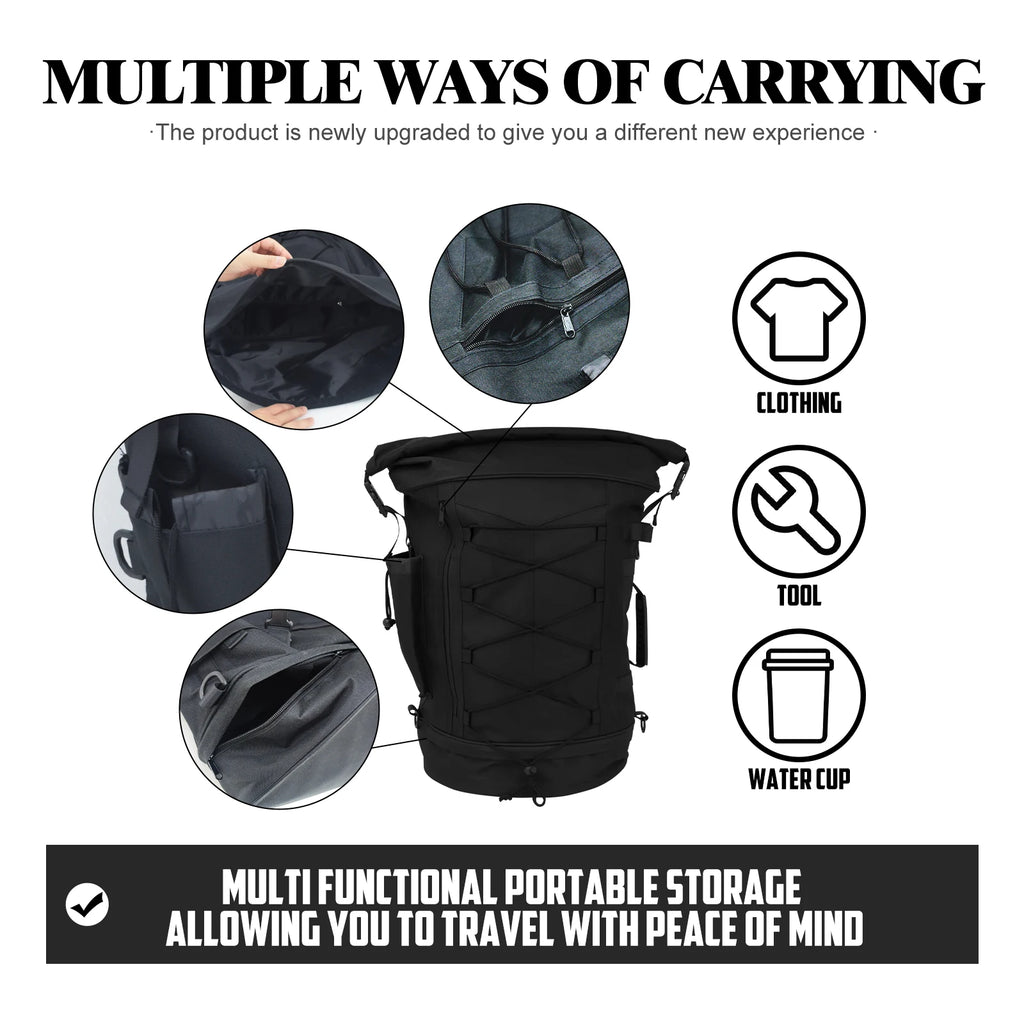 Motorcycle 50L-85L Luggage Backpack Sissy Bar Backrest Bag With Straps Universal For Most Motorcycles Expandable Tail Rack Bag