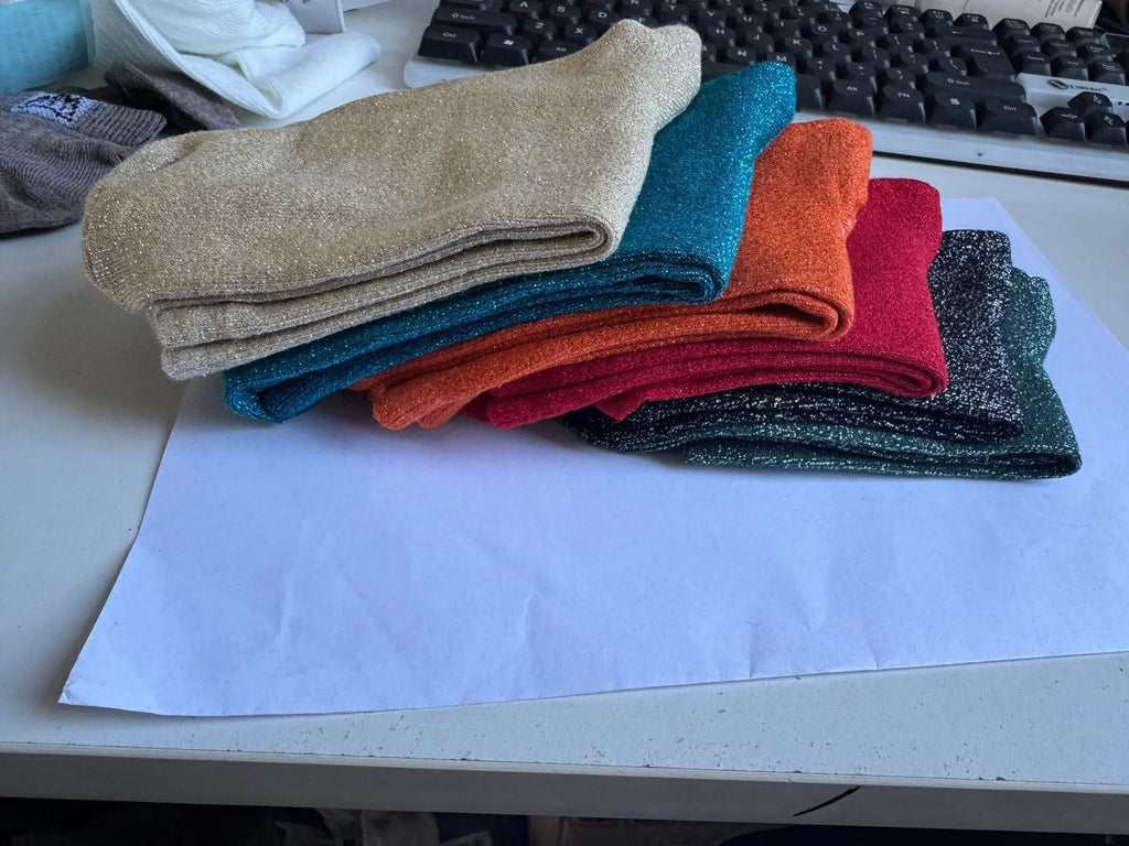 Women's Socks Spring  Japanese-style Gold Silver Thread Socks Solid Color Thin Breathable Mid-calf For Girl Funny Fashion Simple
