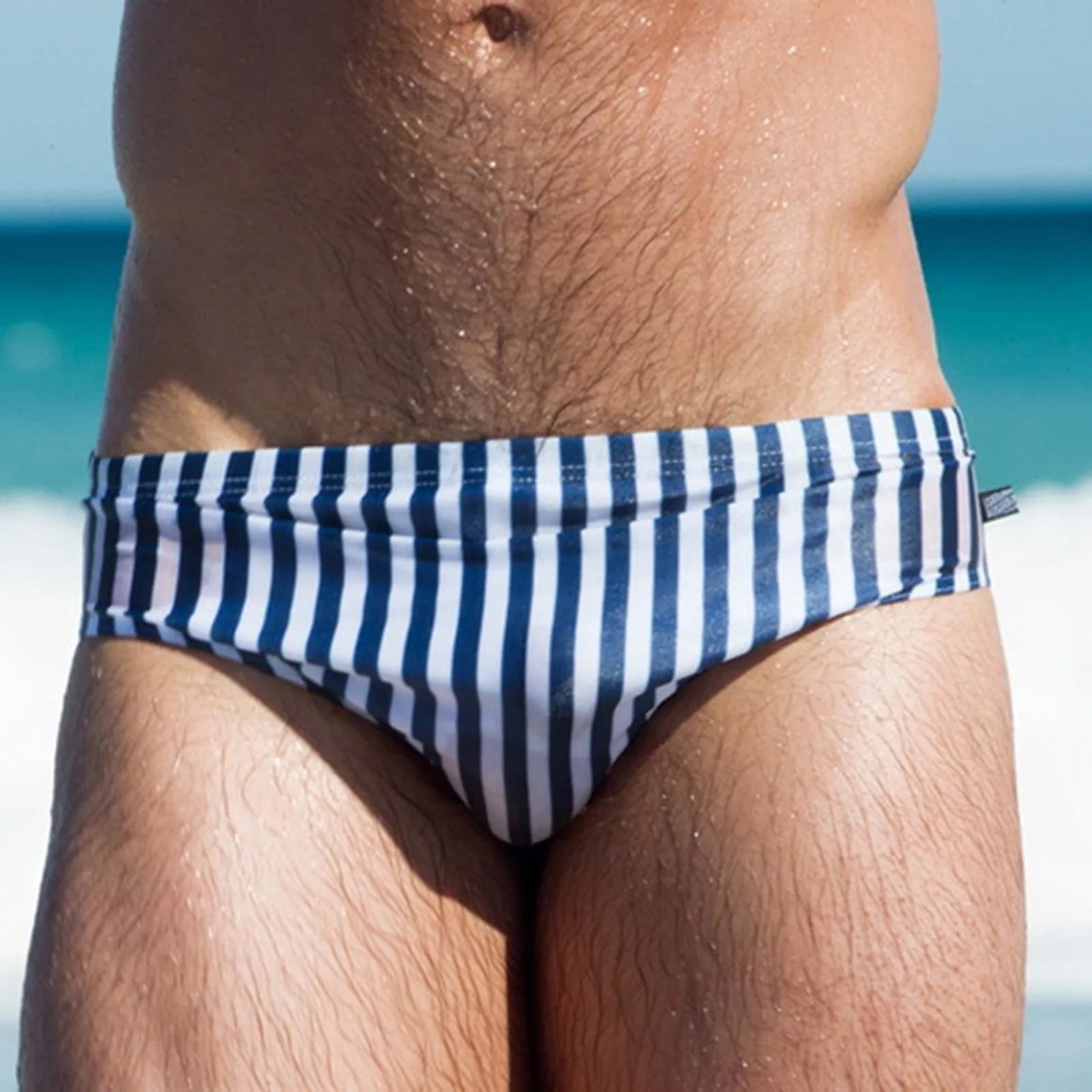 Men's Swim Trunks Sexy Striped swimming trunks Sexy Beach mens bikini underwear Hot Spring Pool Swim Trunks Male swimming briefs