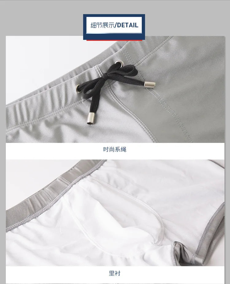 Mens Swimming Trunks Retro Solid Color Mid Waist Beach Shorts Tight Fitting Breathable Swimwear Swim Briefs Surf Boardshorts