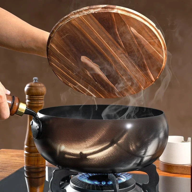Handmade Forging Big Belly Pot Uncoated NON-STICK PAN Household Small Flat Bottom Frying Pan Kitchen Gas Stove Universal Pan