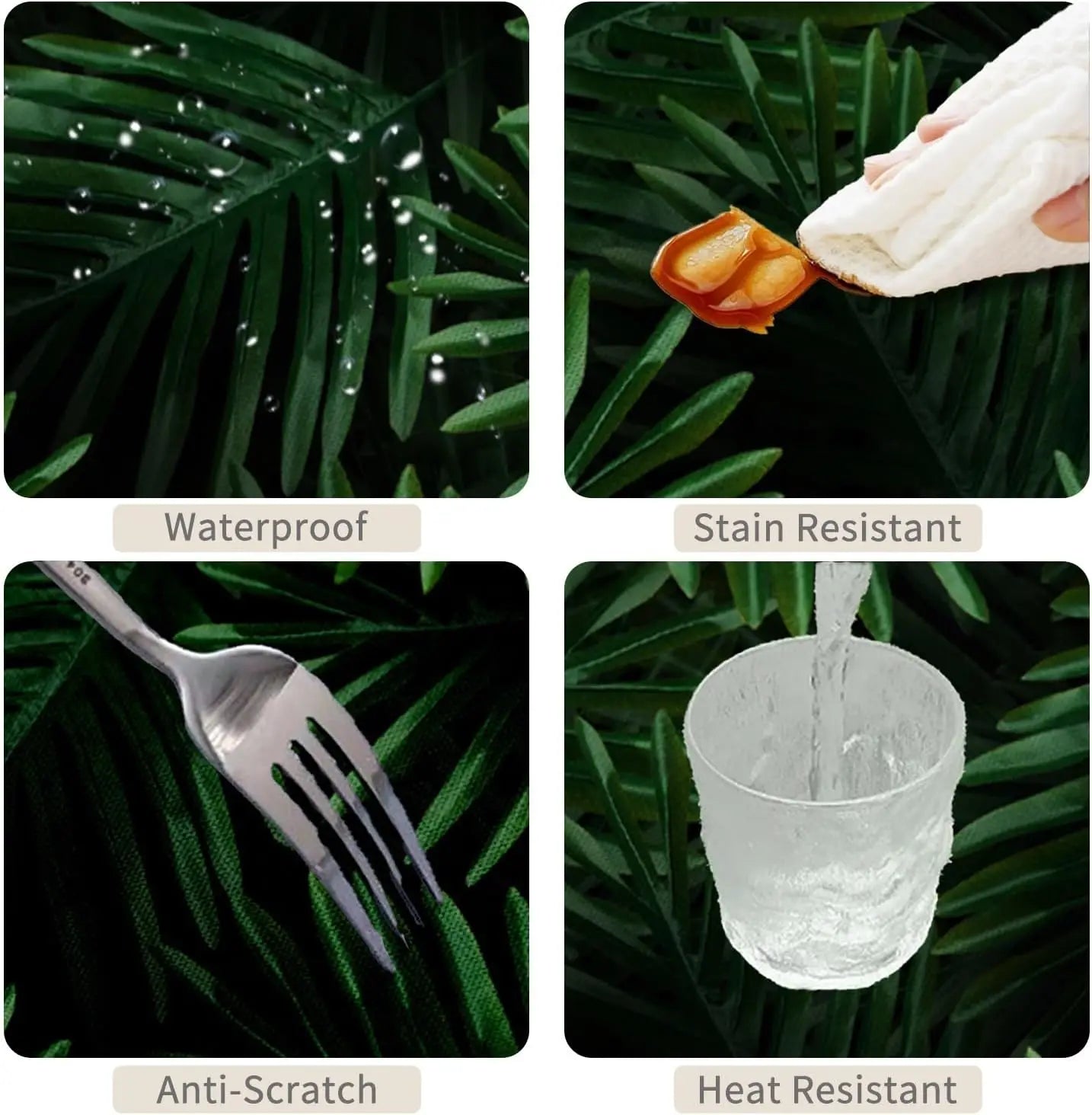Green Palm Leaves Tropical Flowers Tablecloth Picnic Party Decor Summer Hawaiian Plants Rectangle Table Cloth Dining Table Decor