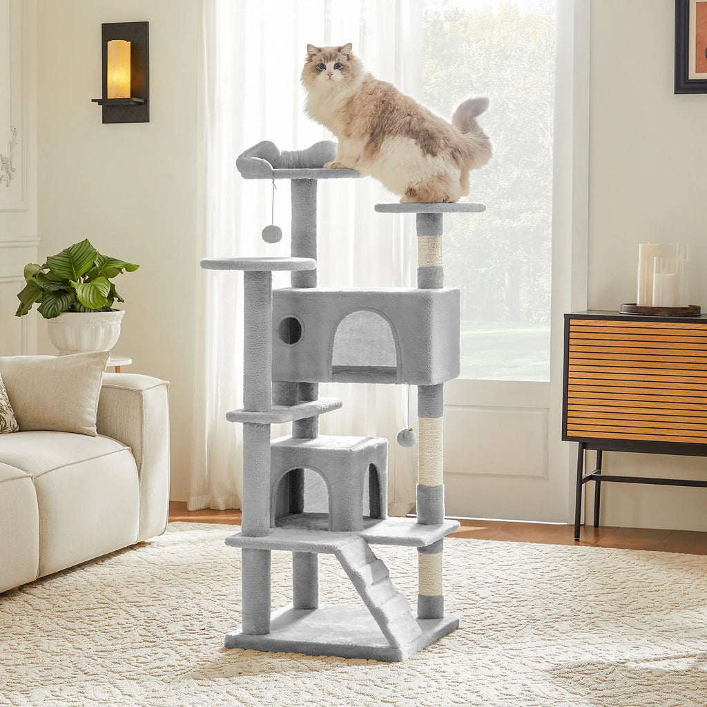 JHK 54in Tall Multi-Level Cat Tree Tower for Indoor Pet Furniture Stable Kitty Play House with Sisal Scratching Post for Home
