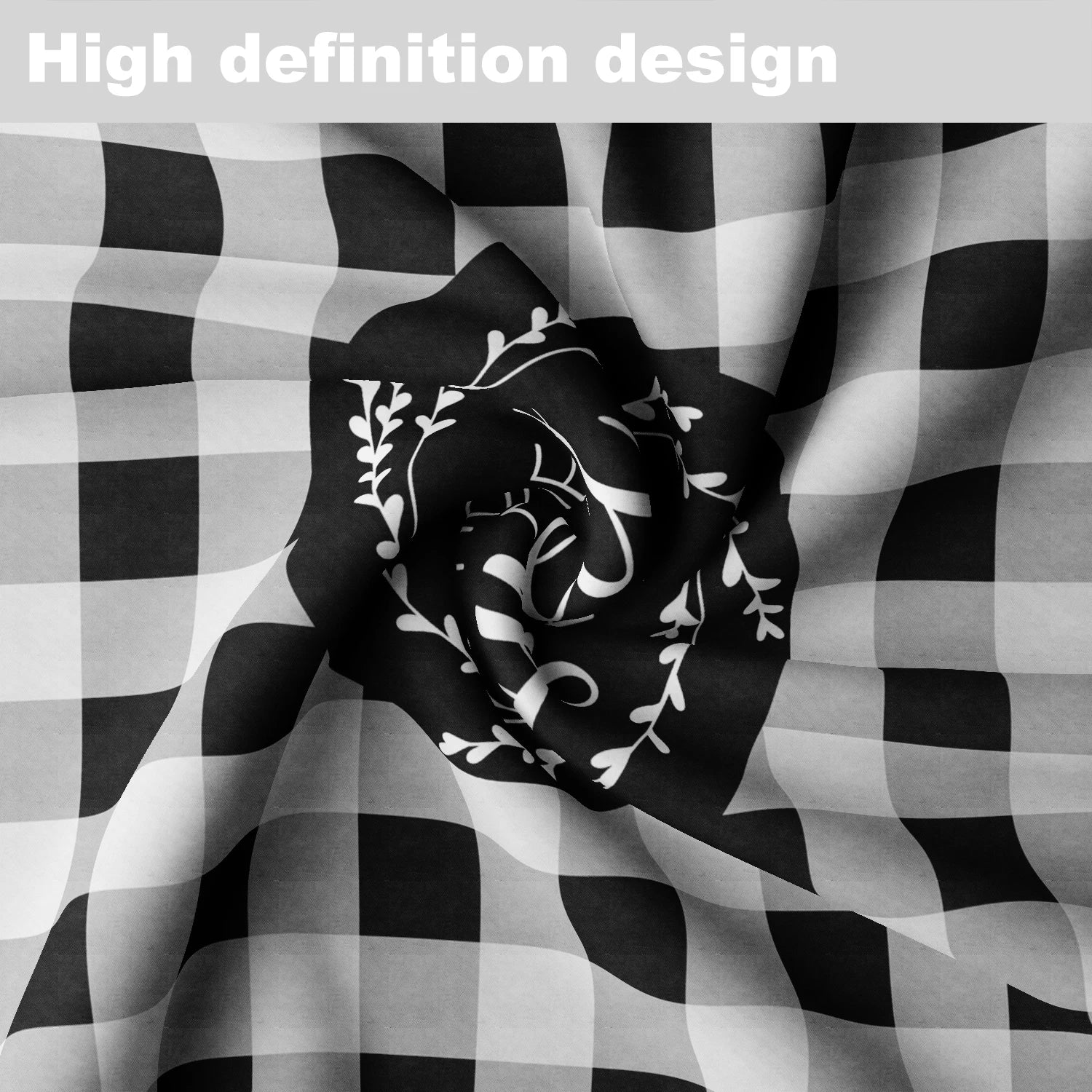 1 Piece Black White Checkered Circular Tablecloth Waterproof Dining Table Cover Lemon Bohemian Style 63 inch Tablecloth