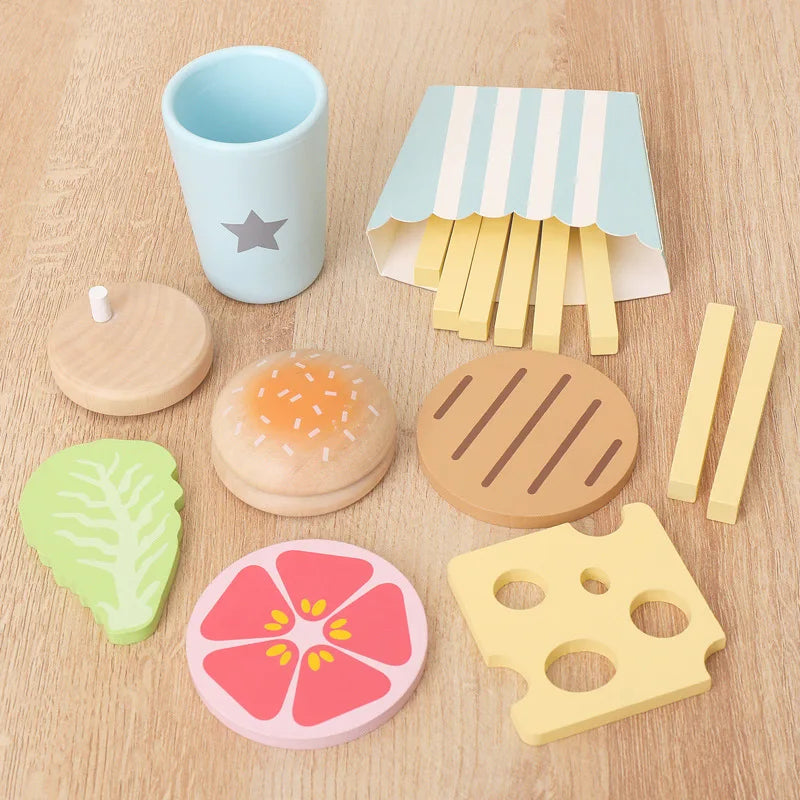Wooden Pretend Play Food Kitchen Toys Classic Cutting Cooking Set Kids HousePlay Educational Imitation Game Toys for Girls Boys