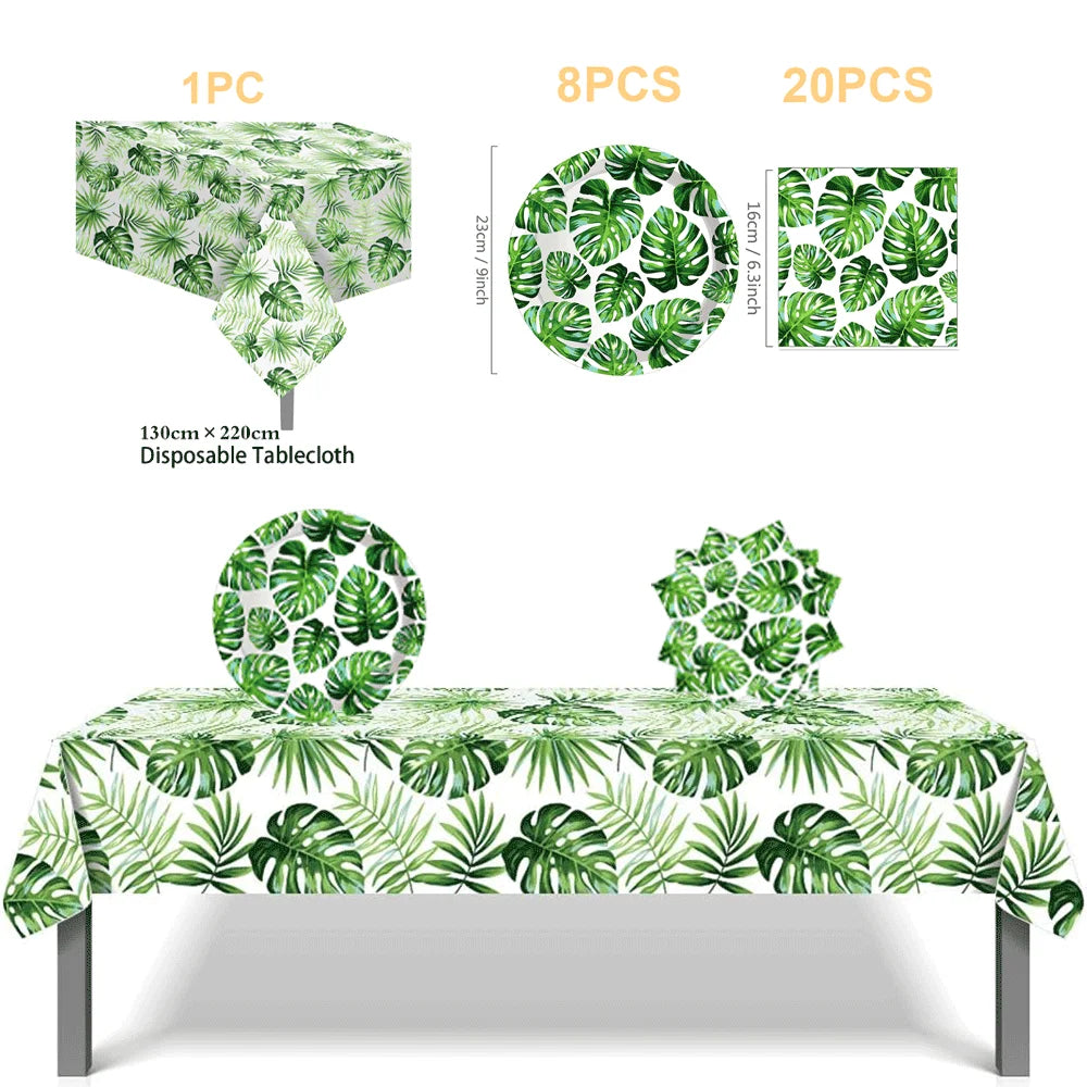 Woodland Animal Print Tablecloth Disposable Plates Napkins Cups Kids Jungle Safari Birthday Party Table Decoration & Accessories