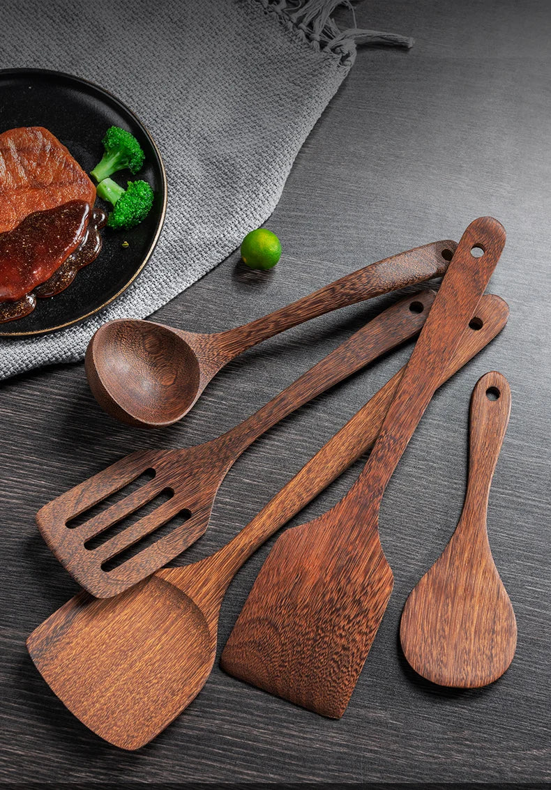 Kitchen Utensils Set Non-Stick  Cookware for Kitchen Wooden Handle Soup spoon spatula Rice spoon shovel Kitchen Accessories