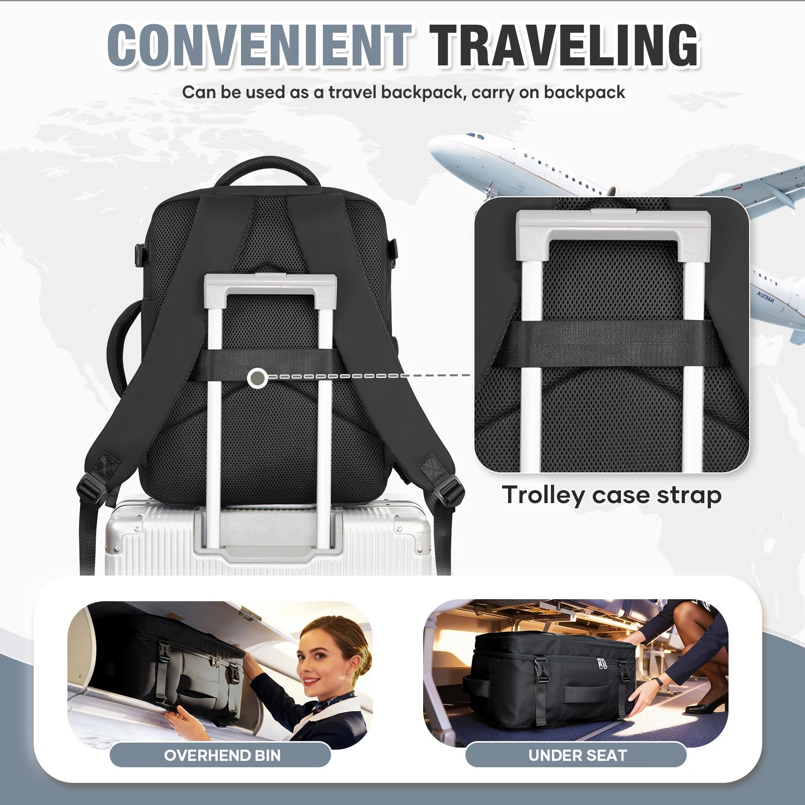 Ryanair 40x30x20 Luggage Cabin Bag, 40x30x20 Bag Men Women 15.6inch Laptop Bag Business  Travel Backpack，College School Backapck
