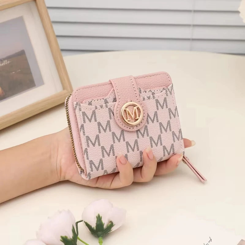 Women’s Short Wallet Lady Purse M Letter Zipper Coin Purses Money Bags ID Holder Wristlet Bag