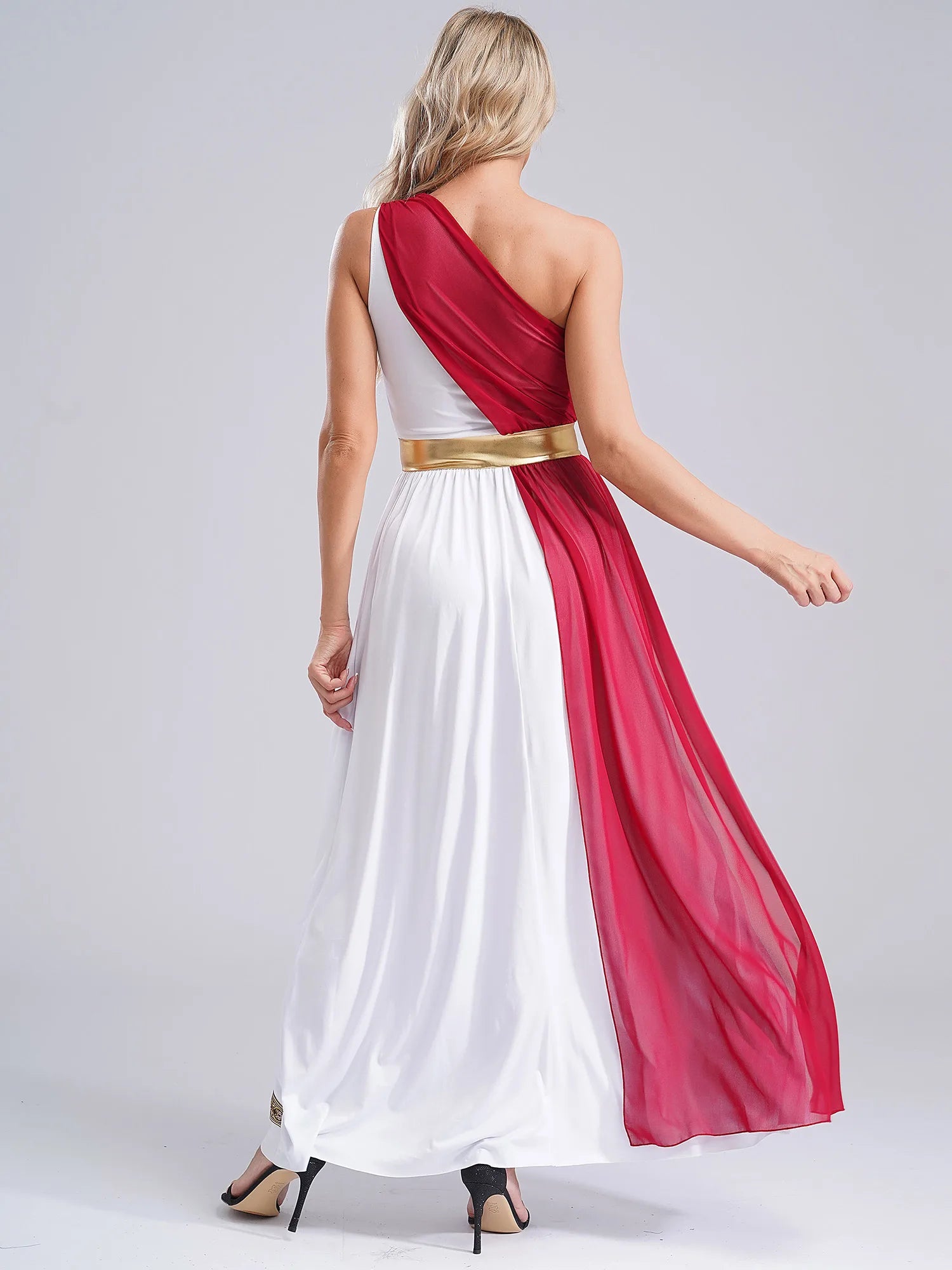Womens Ancient Greek Costume Halloween Greek Princess Deity Queen Cosplay Flowy Tulle Chiffon Toga Dress Carnival Fancy Dress Up