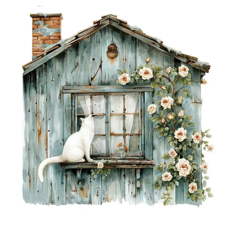 Cartoon Cat Window Wall Sticker Living Room Sofa Background Decoration Wallpaper For Home Decor Kids Room Art Decals M984