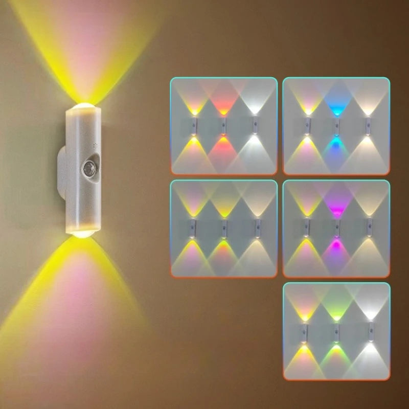 Smart RGB Gradient Night Light Wall Lamp for Bedroom Bathroom Magnetic Motion Sensor Rechargeable Closet Garden Home Decor