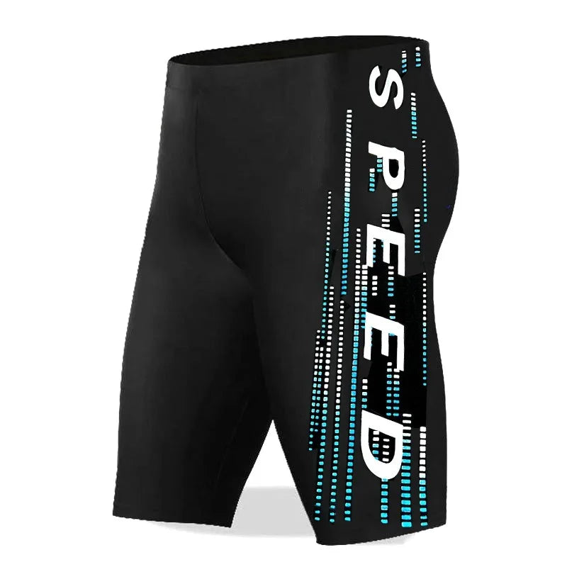 Men Swimming Trunks Elastic Quick Dry Slim Fit Racing Swim Trunks Mid Waist Bathing Boxers Surfing Water Sports Swimming Shorts