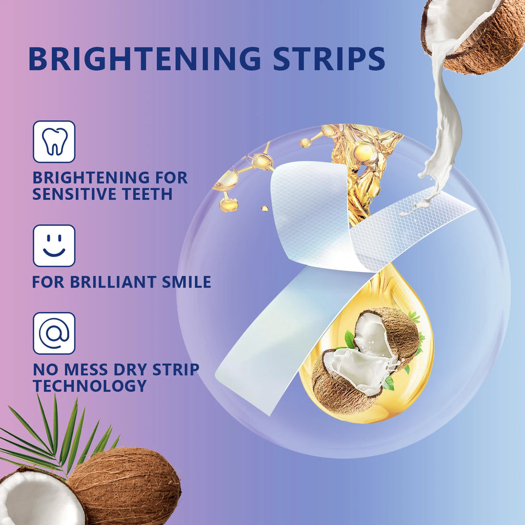 14 Strips Teeth Whitening Strips,Remove Plaque Stains Cleaning Oral Hygiene Sensitivity Relief,Fresh Breath Brighten Tooth Care
