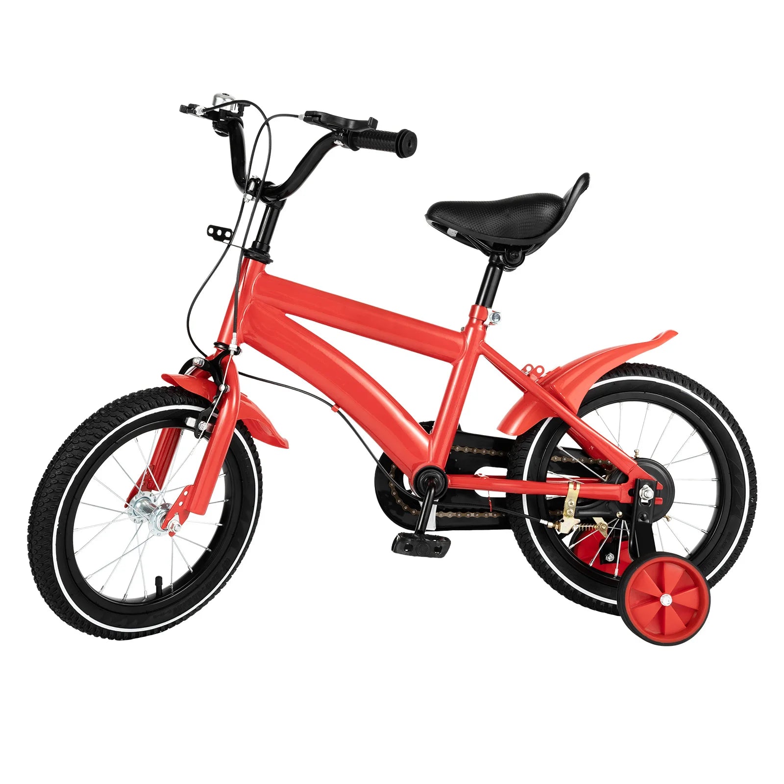 14inch Children's Bicycle with Training Wheel for 2-5 Year-Old Boys and Girls, Height Adjustable Kids Bike White/Yellow/Red/Blue