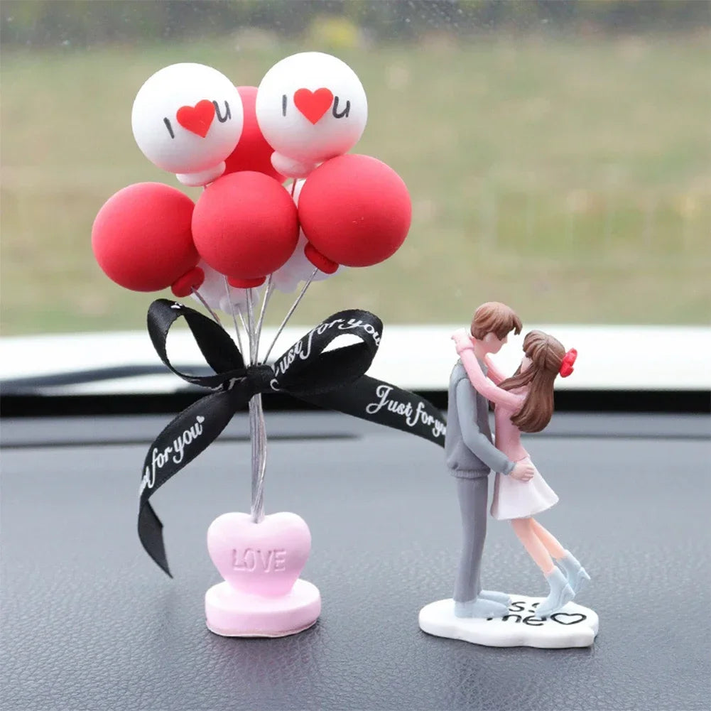 Cartoon Couples Car Decoration Accessories Romantic Lovers Figurines Balloon Ornament Auto Interior Dashboard Accessories Gifts