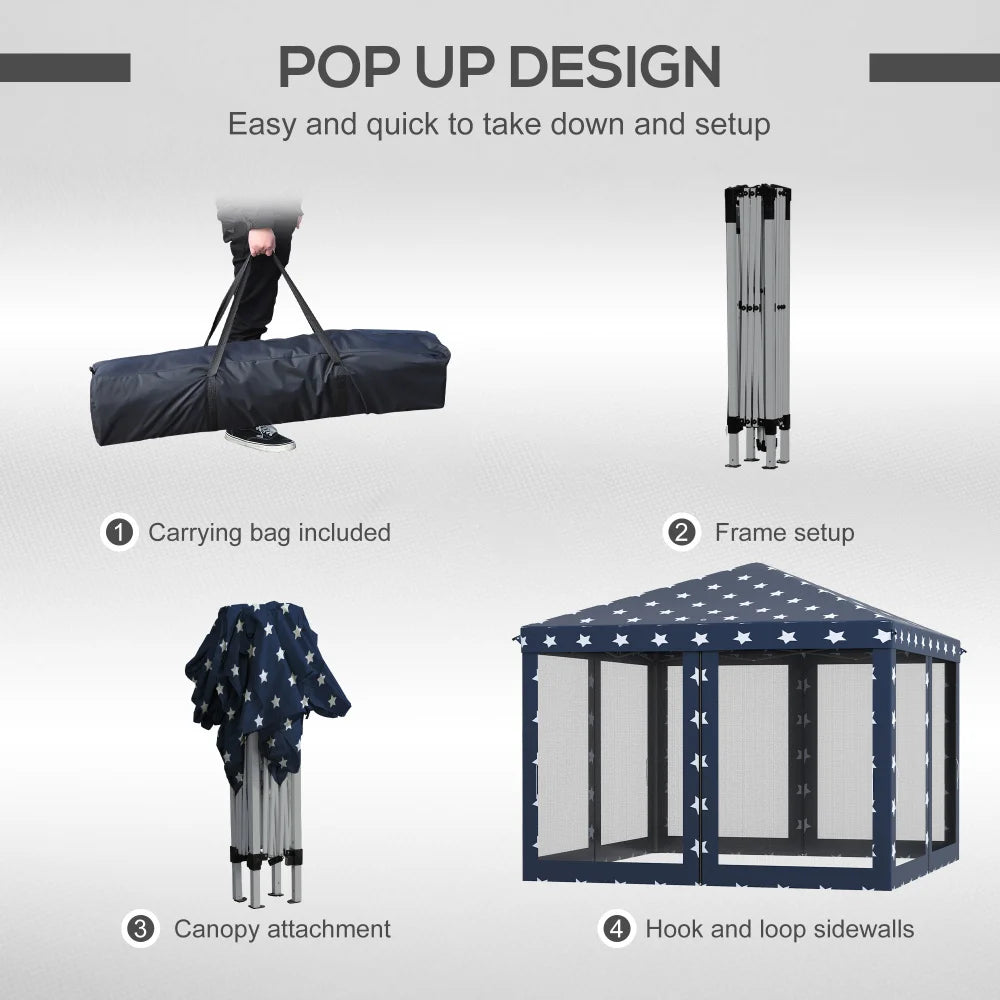 Pop Up Canopy Tent with Netting, Instant Gazebo, Ez up Screen House Room with Carry Bag, Height Adjustable, for Outdoor, Garden