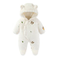 Winter Newborn Clothes Cotton Padded Toddler Clothes Fur Lining Girls Hoodie Footies Warm Jumpsuits