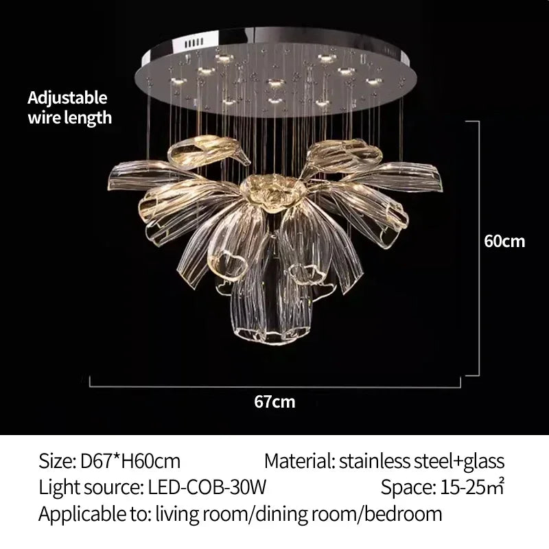 Italian Creative Petal Glass Pendant Lamp Modern Chandelier For Living Room BedroomKitchen Luxury Home Decor Lustre Hanging Lamp