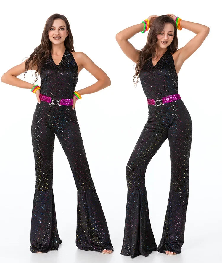 70's Disco Couple Costume Halloween Cosplay Costumes Vintage 80's Hippies Costume Men Women Music Festival Party Outfits