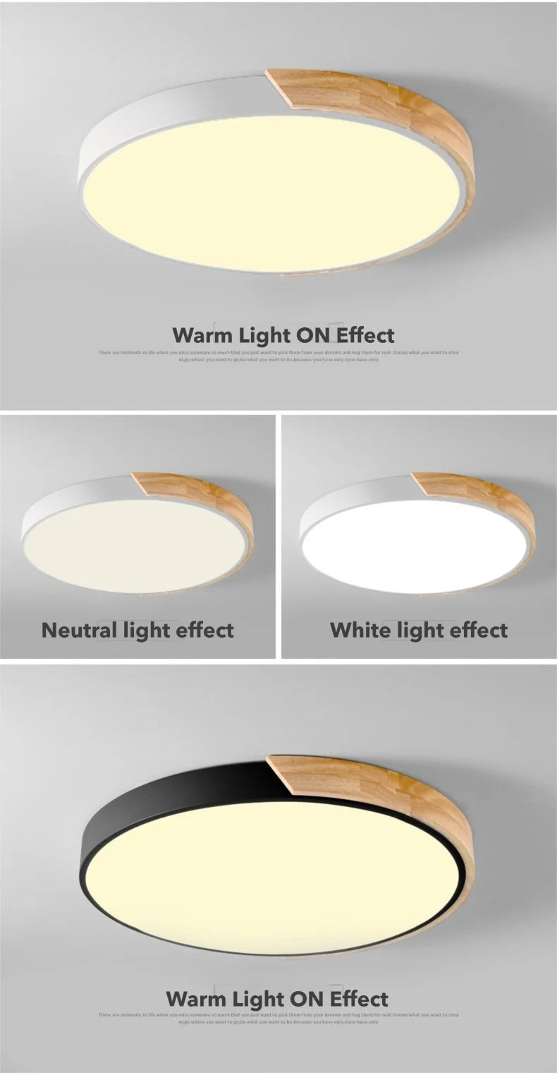 Nordic LED Ceiling Light Wooden Macaroon Circular Ceiling Lamp Modern Simple  Bedroom Balcony Study Home Decor Lighting