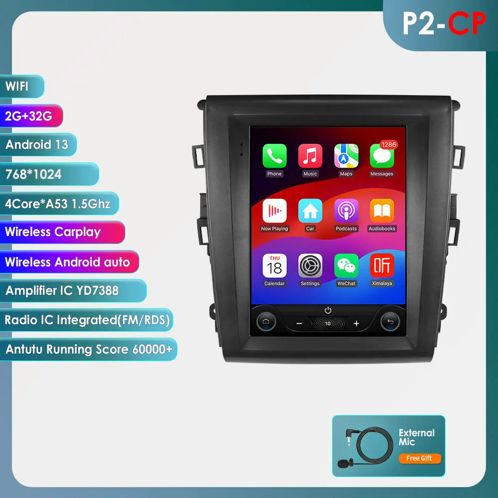 9.7"Carplay Android Auto Car radio for Ford Fusion Mondeo mk5 2013-2019 multimedia car intelligent systems GPS navi Screen Audio