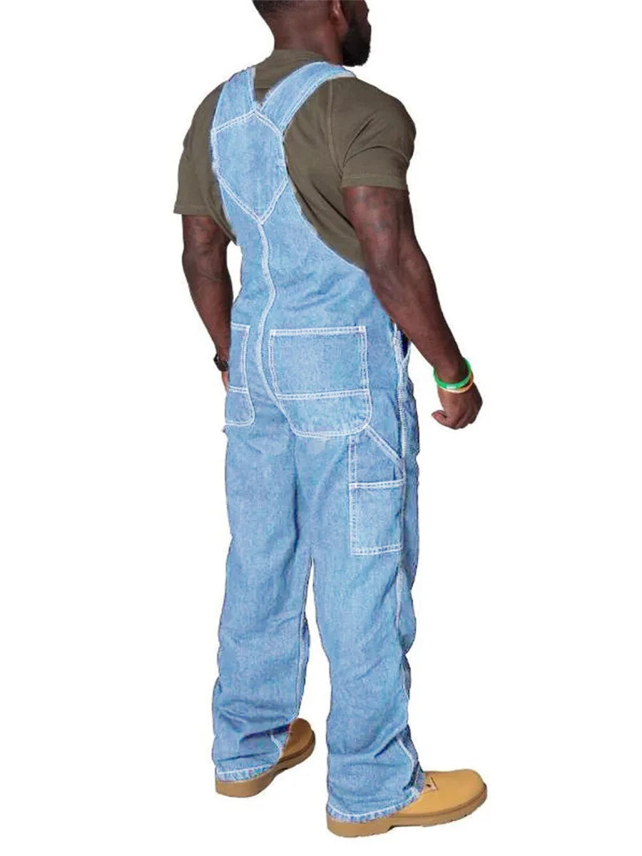 Mens Jeans Cargo Trousers Overalls for Men Fashion Denim Jumpsuit Oversized Bib Pants Men's Clothing Straight Streetwear